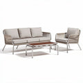 Outdoor patio sofa set with aluminum frame and beige cushions 150 x 80 x 70cm