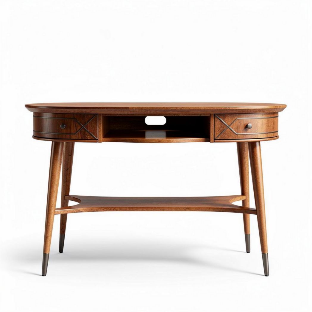 Wooden writing desk with storage drawer in walnut finish 120 x 60 x 75cm