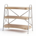 Wooden three-tier shelf with metal frame for living room storage 120 x 40 x 80cm