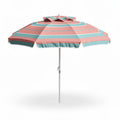 Striped beach umbrella with adjustable height and UV protection 150 x 150 x 250cm