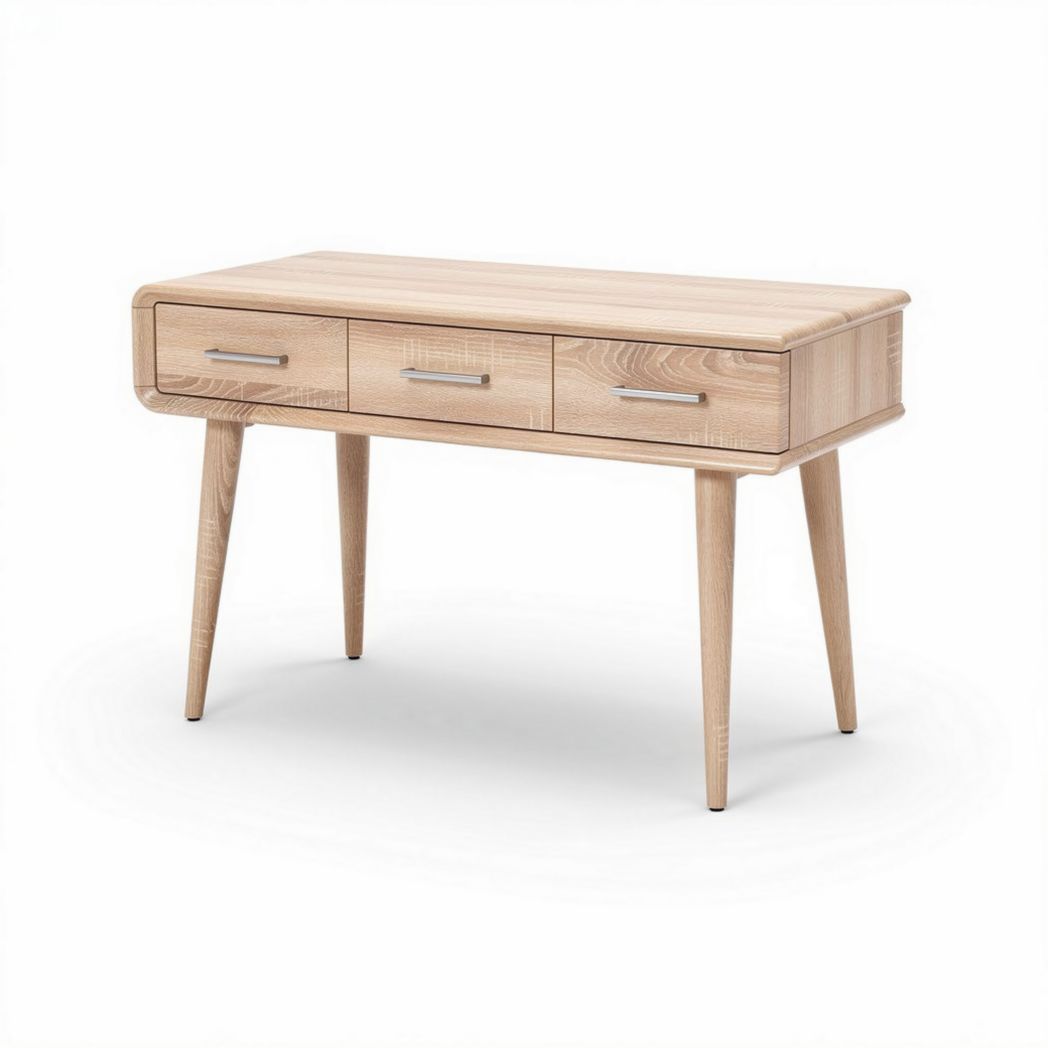 Wooden writing desk with three drawers in natural finish 120 x 60 x 75cm