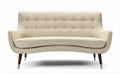 Sofa in beige fabric with tufted design and walnut wood legs 140 x 80 x 70cm