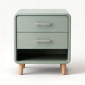 Green nightstand with two drawers and wooden legs 45 x 40 x 50cm