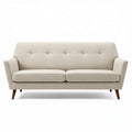 Two-seat fabric sofa with wooden legs in beige color 200 x 90 x 85cm
